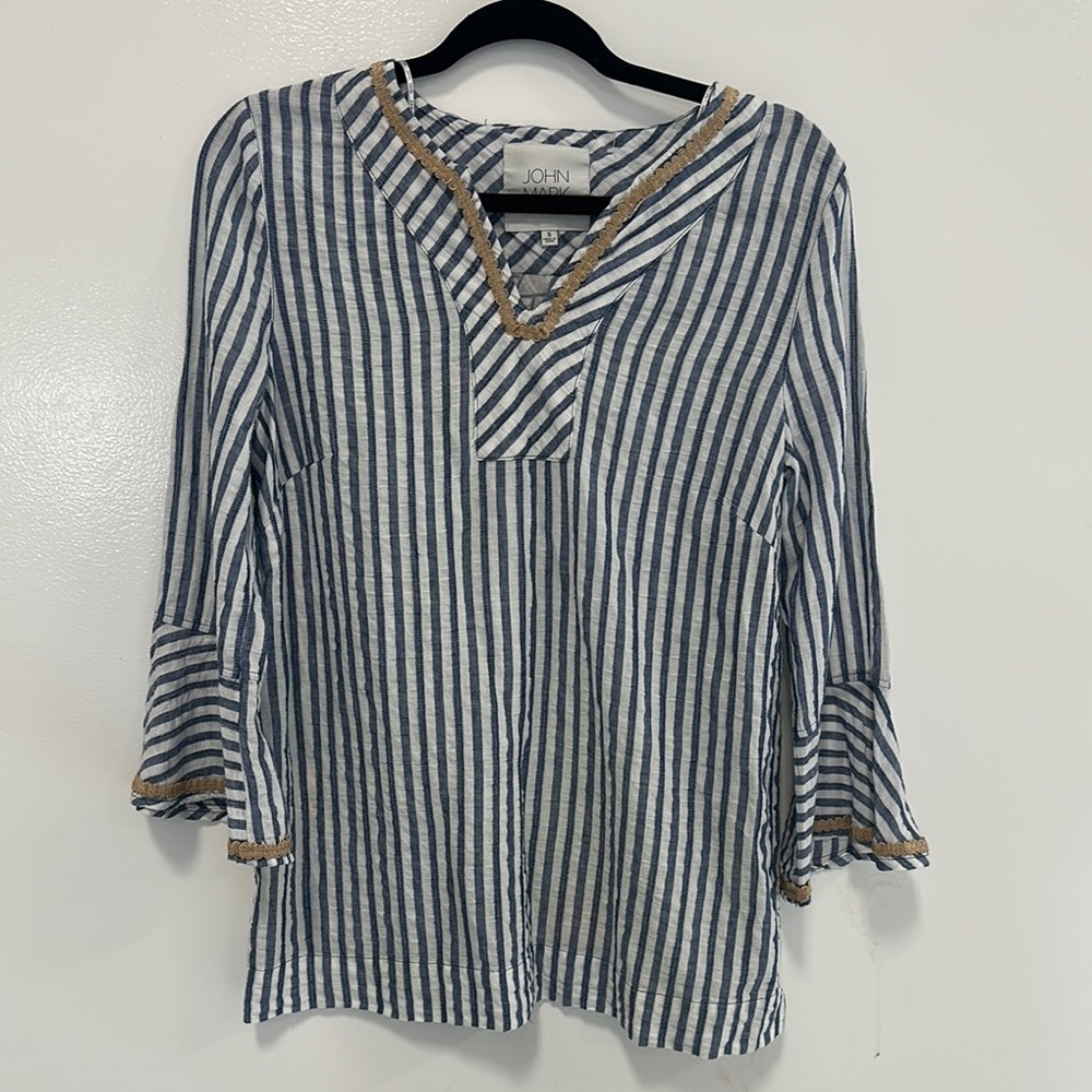 John Mark Striped Blue and White Tunic